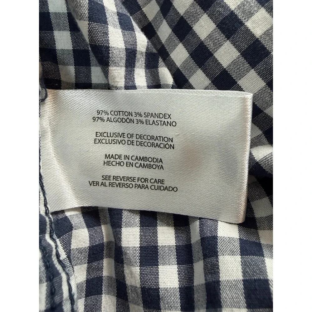 Banana‎ Republic Shirt Mens Large L Dark Blue White Plaid Slim Fit Button Up